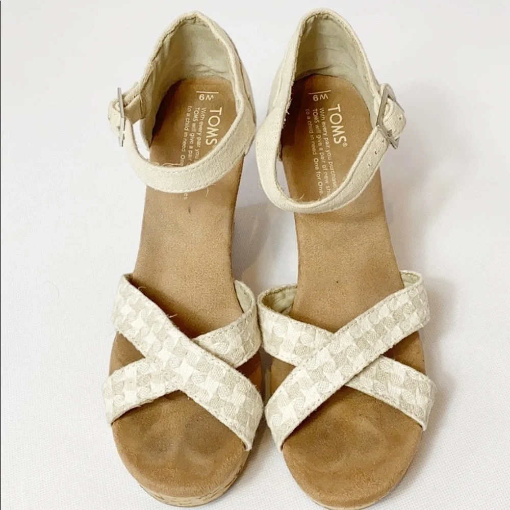 Toms Sienna cork wedge platform sandals Sz 9